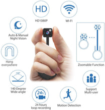 Load image into Gallery viewer, Mini Spy Camera WiFi, Relohas HD 1080P Spy Camera Wireless Hidden Live Streaming, Upgraded Night Vision/Motion Activated Spy Cam Nanny Cam, Security Camera for Home and Outdoor (with Cell Phone APP)