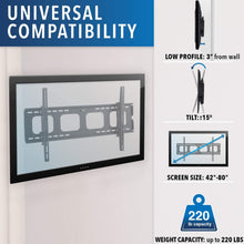 Load image into Gallery viewer, Mount-It! Large Tilting TV Wall Mount Bracket | 42 43 50 55 58 65 70 75 80 Inch | 220 Pound Capacity | VESA Compatible | Low Profile | Flat Screens