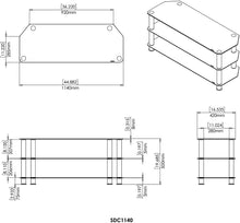 Load image into Gallery viewer, AVF SDC1140-A TV Stand for Up to (not all) 55-Inch TVs, Black Glass, Chrome Legs