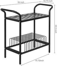 Load image into Gallery viewer, 2-Tier Modern Matte Black Lattice Style Metal Turntable and Vinyl Record Storage Organizer Table Stand