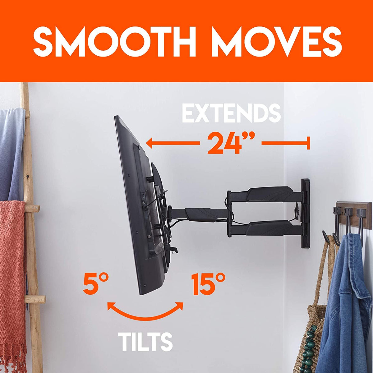 ECHOGEAR Corner TV Wall Mount for TVs Up to 65" Easy to Install Sing