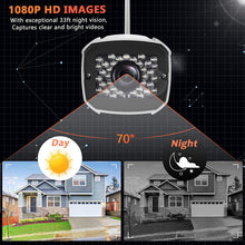 Load image into Gallery viewer, Outdoor Security Camera, 1080P WiFi Camera Surveillance Cameras, IP Camera with Two-Way Audio, IP66 Waterproof, Night Vision, Motion Detection, Activity Alert, Deterrent Alarm - iOS, Android