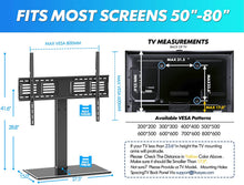 Load image into Gallery viewer, FITUEYES Universal TV Stand/Base Swivel Tabletop TV Stand with Mount for 50 to 80 inch Flat Screen TV 100 Degree Swivel, 4 Level Height Adjustable,Tempered Glass Base,Holds up to 143 lbs Screens
