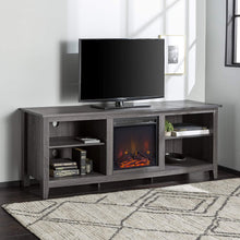 Load image into Gallery viewer, WE Furniture Minimal Farmhouse Wood Universal Stand for TV's up to 64" Flat Screen Living Room Storage Shelves Entertainment Center, 58 Inch, Espresso