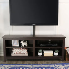 Load image into Gallery viewer, WE Furniture Minimal Farmhouse Wood Universal Stand for TV's up to 64" Flat Screen Living Room Storage Shelves Entertainment Center, 58 Inch, Espresso