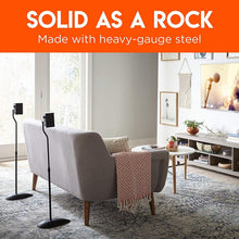 Load image into Gallery viewer, ECHOGEAR Adjustable Height Speaker Stands - Universal Compatibility with Satellite Speakers from Vizio, Klipsch, Bose, Sony & More - Solid Steel Design with Built-in Cable Management & Carpet Spikes