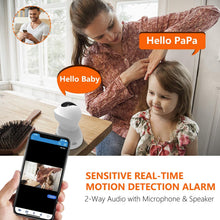 Load image into Gallery viewer, Security Camera 1080P Pet Camera - KAMTRON WiFi Home Security System for Office\/Baby Monitor, 2.4Ghz PTZ Indoor IP Wireless Dome Camera with Night Vision, Two-Way Audio, Cloud Service Available, White