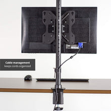 Load image into Gallery viewer, VIVO Black Ultra Wide Screen TV Desk Mount for up to 55 inch Screens | Full Motion Height Adjustable Single Television Stand (STAND-V155C)