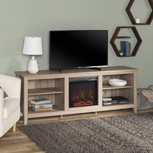 Load image into Gallery viewer, WE Furniture Minimal Farmhouse Wood Universal Stand for TV's up to 64" Flat Screen Living Room Storage Shelves Entertainment Center, 58 Inch, Espresso