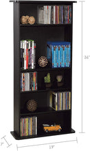 Load image into Gallery viewer, Atlantic Drawbridge Media Storage Cabinet - Store & Organize A Mix of Media 240Cds, 108DVDs Or 132 Blue-Ray\/Video Games, Adjustable Shelves, PN37935726 in Black