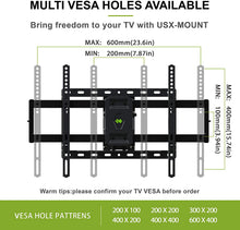 Load image into Gallery viewer, USX MOUNT Full Motion TV Wall Mount for Most 47-84 inch Flat Screen/LED/4K TVs, TV Mount Bracket Dual Swivel Articulating Tilt 6 Arms, Max VESA 600x400mm, Holds up to 132lbs, Arms Up to 16" Wood Stud