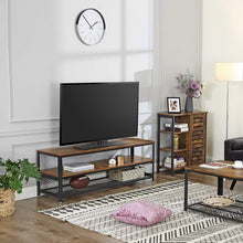 Load image into Gallery viewer, VASAGLE BRYCE TV Stand, Lengthened TV Cabinet, Console, Coffee Table with Metal Frame, Wood-Like Grain, Industrial for Living Room, Rustic Brown ULTV50BX
