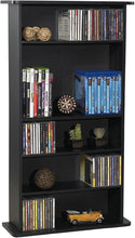 Load image into Gallery viewer, Atlantic Drawbridge Media Storage Cabinet - Store & Organize A Mix of Media 240Cds, 108DVDs Or 132 Blue-Ray\/Video Games, Adjustable Shelves, PN37935726 in Black