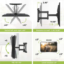 Load image into Gallery viewer, USX MOUNT Full Motion TV Mount Wall Bracket for 42"-80" Flat Screen LED LCD 4K TV, Tilt Swivel TV Mounts with Articulating Arms Max VESA 600x400mm, Weight Capacity 99lbs Up to 24" Wood Stud