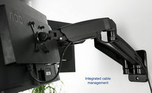 Load image into Gallery viewer, VIVO Black Height Adjustable Pneumatic Extended Arm Dual Monitor Wall Mount Full Motion Articulating | fits 2 Screens 17 to 27 inches (MOUNT-V002G)