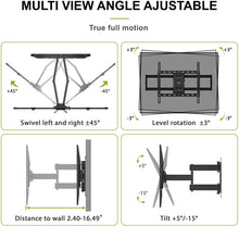 Load image into Gallery viewer, USX MOUNT Full Motion TV Wall Mount for Most 47-84 inch Flat Screen/LED/4K TVs, TV Mount Bracket Dual Swivel Articulating Tilt 6 Arms, Max VESA 600x400mm, Holds up to 132lbs, Arms Up to 16" Wood Stud