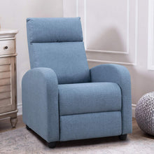 Load image into Gallery viewer, JUMMICO Fabric Recliner Chair Adjustable Home Theater Single Massage Recliner Sofa Furniture with Thick Seat Cushion and Backrest Modern Living Room Recliners (Light-Blue)