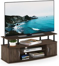 Load image into Gallery viewer, FURINNO JAYA Large Entertainment Stand for TV Up to 50 Inch, Columbia Walnut\/Black
