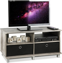 Load image into Gallery viewer, FURINNO Andrey Entertainment Center with Bin Drawers, French Oak Grey\/Black