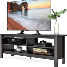 Load image into Gallery viewer, FITUEYES Farmhouse Universal TV Stand for TV's up to 65" Flat Screen Living Room Storage Shelves Entertainment Center, 59 Inch, Black