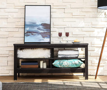 Load image into Gallery viewer, FITUEYES Farmhouse Universal TV Stand for TV's up to 65" Flat Screen Living Room Storage Shelves Entertainment Center, 59 Inch, Black
