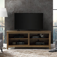Load image into Gallery viewer, WE Furniture Minimal Farmhouse Wood Universal Stand for TV's up to 64" Flat Screen Living Room Storage Shelves Entertainment Center, 58 Inch, Espresso