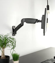 Load image into Gallery viewer, VIVO Black Height Adjustable Pneumatic Extended Arm Single Monitor Wall Mount, Full Motion Articulating | fits 17 to 27 inch Screen (MOUNT-V001G)