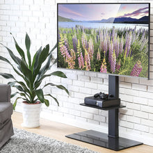 Load image into Gallery viewer, FITUEYES Universal Floor TV Stand with Swivel Mount for 50-80 Inch Flat or Curved Screens, Weight Up to 132 lbs with Tempered Glass Base TT208001MB