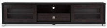 Load image into Gallery viewer, Baxton Studio Wholesale Interiors Beasley TV Cabinet with 2 Sliding Doors and Drawer, 70", Dark Brown
