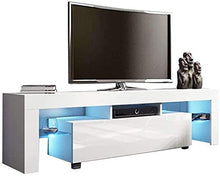 Load image into Gallery viewer, Pentaero US Fast Shipment White TV Stand with Lights, Modern LED TV Stand with Storage Drawers,High Gloss TV Stand for 43/50/55 to 65 Inch TV Living Room Entertainment Center Media Console Table
