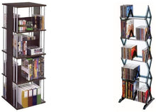 Load image into Gallery viewer, Atlantic Typhoon Media Spinner Unit - Fully Rotates 360 Degrees on a Ball Bearing Base, Holds 216 CDs, 144 DVDs, 4 Fixed Shelves, PN82635716 in, Espresso\/Silver, accessory
