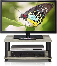 Load image into Gallery viewer, FURINNO Turn-N-Tube No Tools 2-Tier Elevated TV Stand, French Oak Grey\/Black

