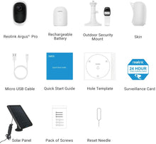 Load image into Gallery viewer, REOLINK Outdoor Security Camera Wireless Rechargeable Battery 1080P Home Surveillance Support Cloud Google Assistant Night Vision PIR Motion Detection SD Slot | Argus Pro with Solar Panel
