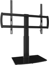 Load image into Gallery viewer, Universal Swivel TV Stand\/Base Table Top TV Stand 32 to 65 inch TVs 80 Degree Swivel, 4 Level Height Adjustable, Heavy Duty Tempered Glass Base, Holds up to 99lbs Screens, HT04B-002U
