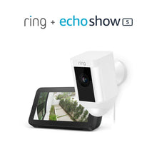 Load image into Gallery viewer, Ring Spotlight Cam Wired: Plugged-in HD security camera with built-in spotlights, two-way talk and a siren alarm, White, Works with Alexa
