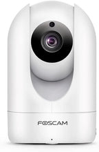 Load image into Gallery viewer, Foscam Security Camera WiFi IP Home Camera,R2C 1080P HD Baby Monitor Wireless Pet Camera with AI Human &amp; Sound Detection, Free Cloud, 2-Way Audio,Works with Alexa, Pan\/Tilt, Night Vision, White
