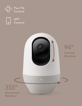 Load image into Gallery viewer, Nooie Baby Monitor, WiFi Pet Camera Indoor, 360-degree Wireless IP Nanny Camera, 1080P Home Security Camera, Motion Tracking, IR Night Vision, Works with Alexa, Two-Way Audio, Motion &amp; Sound Detection
