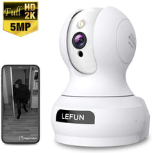 Load image into Gallery viewer, Wireless Camera, 5MP HD Lefun Security Camera, Surveillance WiFi IP Camera for Baby/Pet/Dog/Nanny/Home/Indoor Security Camera with Sound Motion Detect Deterrent Alarm Two-Way Audio Night Vision
