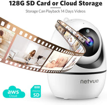 Load image into Gallery viewer, Dog Camera, Netvue 1080P FHD 2.4GHz WiFi Pet Camera, Indoor Security Camera for Pet/Baby/Nanny, AI Human Detection, Night Vision, Cloud Storage/TF Card, 2-Way Audio Compatible with Alexa
