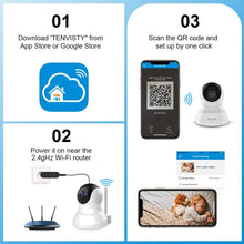 Load image into Gallery viewer, TENVIS Security Camera- Wireless Camera, IP Camera with Night Vision/ Two-way Audio, 2.4Ghz Wifi Indoor Home Dome Camera for Pet Baby, Remote Surveillance Monitor with MicroSD Slot, Android, iOS App
