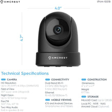 Load image into Gallery viewer, Amcrest 4MP UltraHD Indoor WiFi Camera, Security IP Camera with Pan\/Tilt, Two-Way Audio, Night Vision, Remote Viewing, Dual-Band 5ghz\/2.4ghz, 4-Megapixel @~20FPS, Wide 120° FOV, IP4M-1051B (Black)
