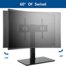 Load image into Gallery viewer, Rfiver Universal Swivel TV Stand Tabletop TV Stand Base for Most 40-80 inch TVs, Height Adjustable with Tempered Glass Base and Wire Management, VESA 600x400mm, Black
