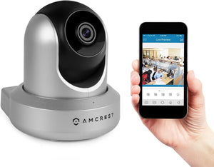 Amcrest UltraHD 2K WiFi Camera 3MP (2304TVL) Dualband 5ghz \/ 2.4ghz Indoor Pan\/Tilt\/Zoom Surveillance Wireless IP Camera, Home Video Security System w\/IR Night Vision, Two-Way Talk IP3M-941 (Silver)