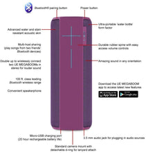 Load image into Gallery viewer, UE MEGABOOM Plum Wireless Mobile Bluetooth Speaker (Waterproof and Shockproof) (Renewed)
