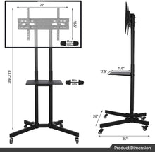 Load image into Gallery viewer, Yaheetech Mobile TV Cart with Mount on Wheels for 32-65 Inch LCD LED Plasma Flat Screens Height Adjustable Rolling TV Stand with Tray Max VESA 600x400mm

