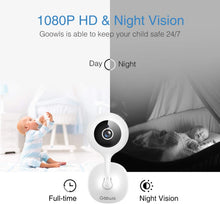 Load image into Gallery viewer, WiFi Camera Indoor, Goowls 1080p HD Home Security Camera 2.4GHz Wired IP Dog Camera for Baby/Pet/Nanny with Motion Detection Night Vision 2-Way Audio Cloud &amp; SD Card Storage Compatible with Alexa
