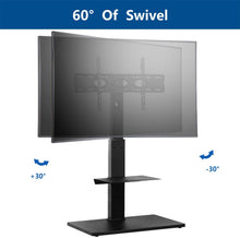 Load image into Gallery viewer, Rfiver Universal Swivel Floor TV Stand for Most 32"-65" LCD LED Flat\/Curved Screen TVs, TV and Media Shelf Height Adjustable, Sturdy Wood TV Mount Stand with Internal Cable Management, Black
