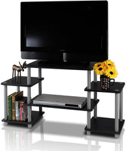 Load image into Gallery viewer, Furinno Turn-N-Tube No Tools Entertainment TV Stands, Black\/Grey
