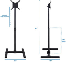 Load image into Gallery viewer, MOUNT-IT! TV Floor Stand for Flat, Curved, LCD, LED, and Plasma Screens [Fits 13 to 42] Tall Adjustable Height, Steel PC Monitor Mount, VESA Compatible 100 and 200, Indoor and Outdoor (Black)
