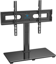 Load image into Gallery viewer, PERLESMITH Universal TV Stand Table Top TV Base for 37 to 70 inch LCD LED OLED 4K Flat Screen TVs - Height Adjustable TV Mount Stand with Tempered Glass Base, VESA 600x400mm, Holds up to 99lbs

